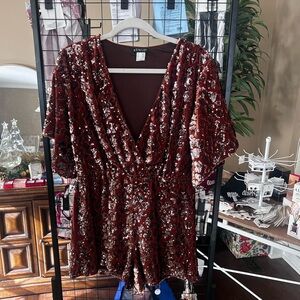 Venus sequin brown animal print romper, M